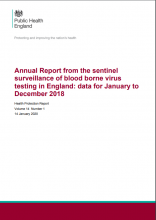 Annual Report from the sentinel surveillance of blood borne virus testing in England: data for January to December 2018: (Health Protection Report Volume 14 Number 1)